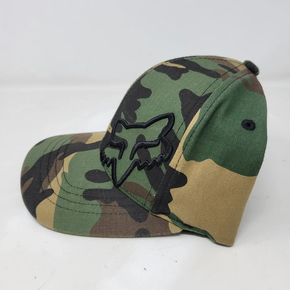 Fox Racing Youth Flexfit Camo Hat Woodland Camouflage Embroidered Logo OSFM